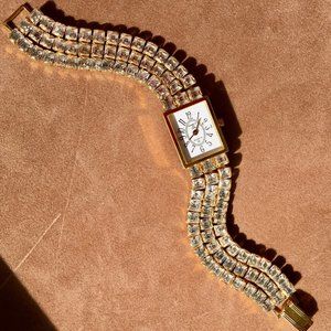 RETIRED Fabulous KENNETH JAY LANE Vintage Rhinestone Watch w/Square Cut Crystals